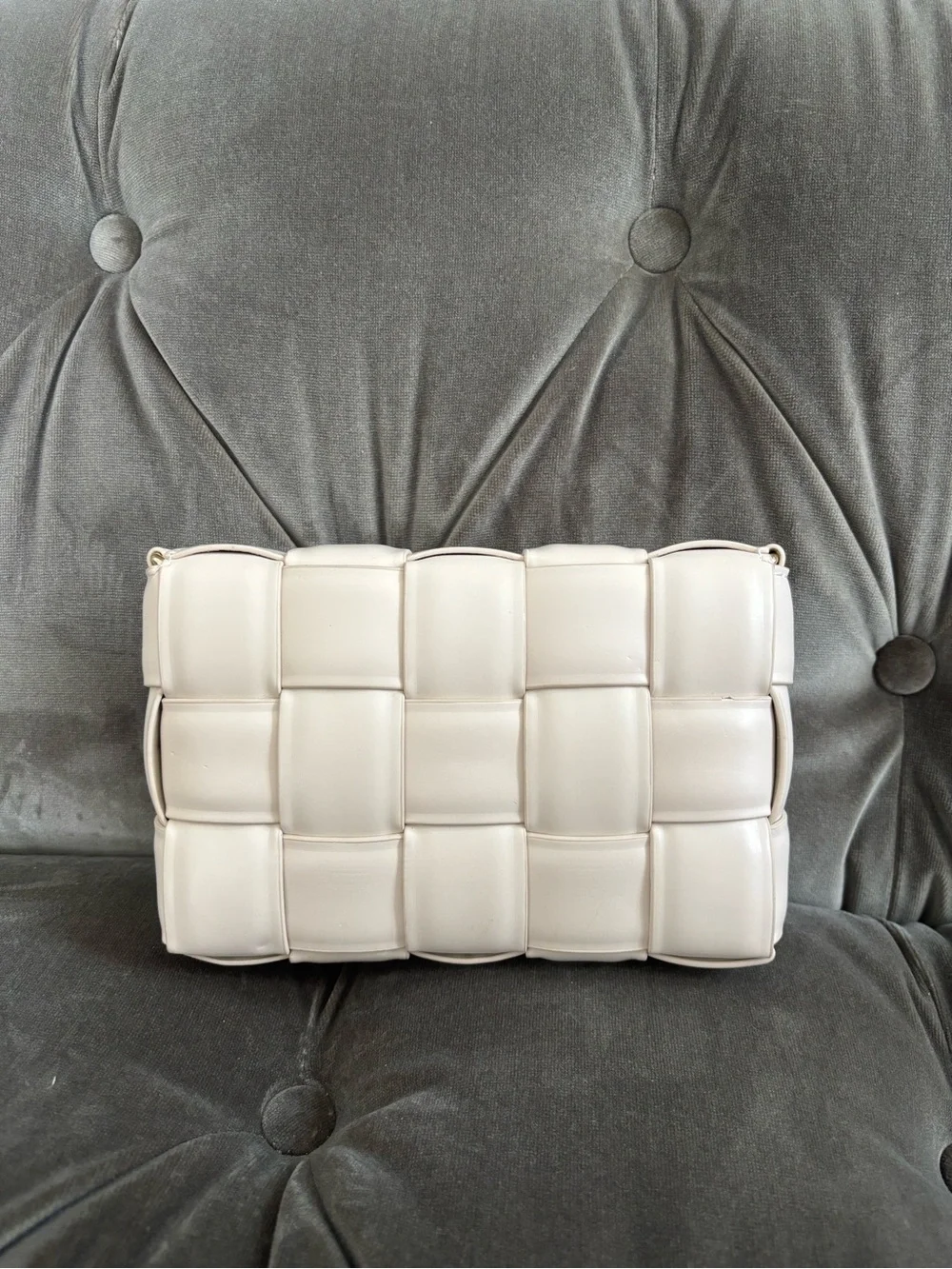 Woven Padded Clutch in Soft Cream